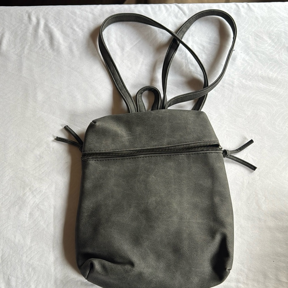 Faux suede grey backpack purse sized BN never used